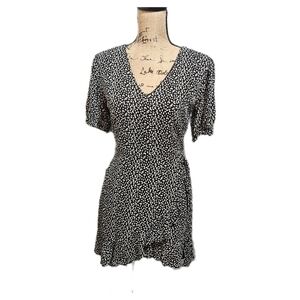 GB Black & White Printed Faux Wrap Mini Dress Size S